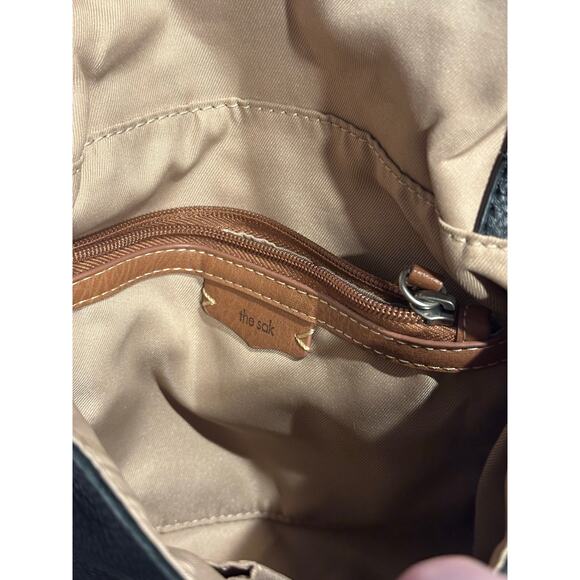 The SAK Silverlake Black Pebble Leather Studded Fringe Crossbody Shoulder Bag - Picture 5 of 13